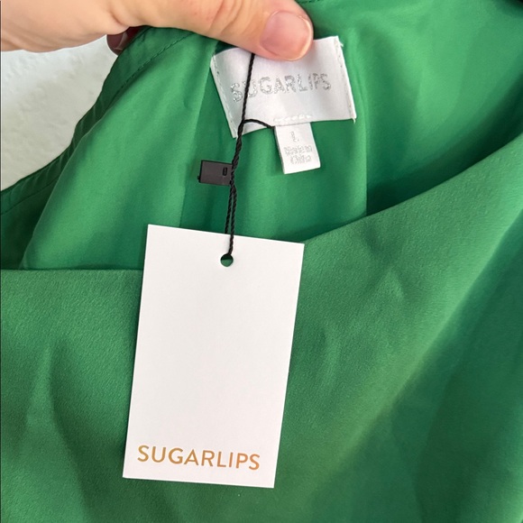 Sugarlips One-Shoulder Green and Blue Floral Dress - Picture 3 of 5